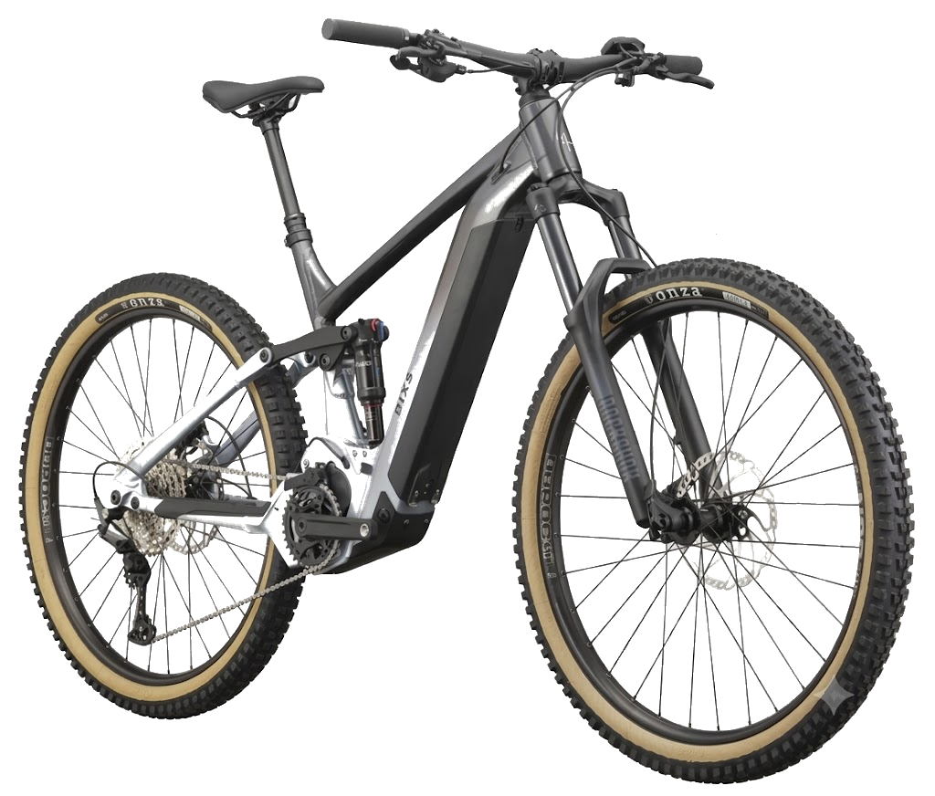 E-Mountainbike mit Mittelmotor in Grau